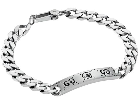 silver mens gucci bracelt|guccighost chain bracelet in silver.